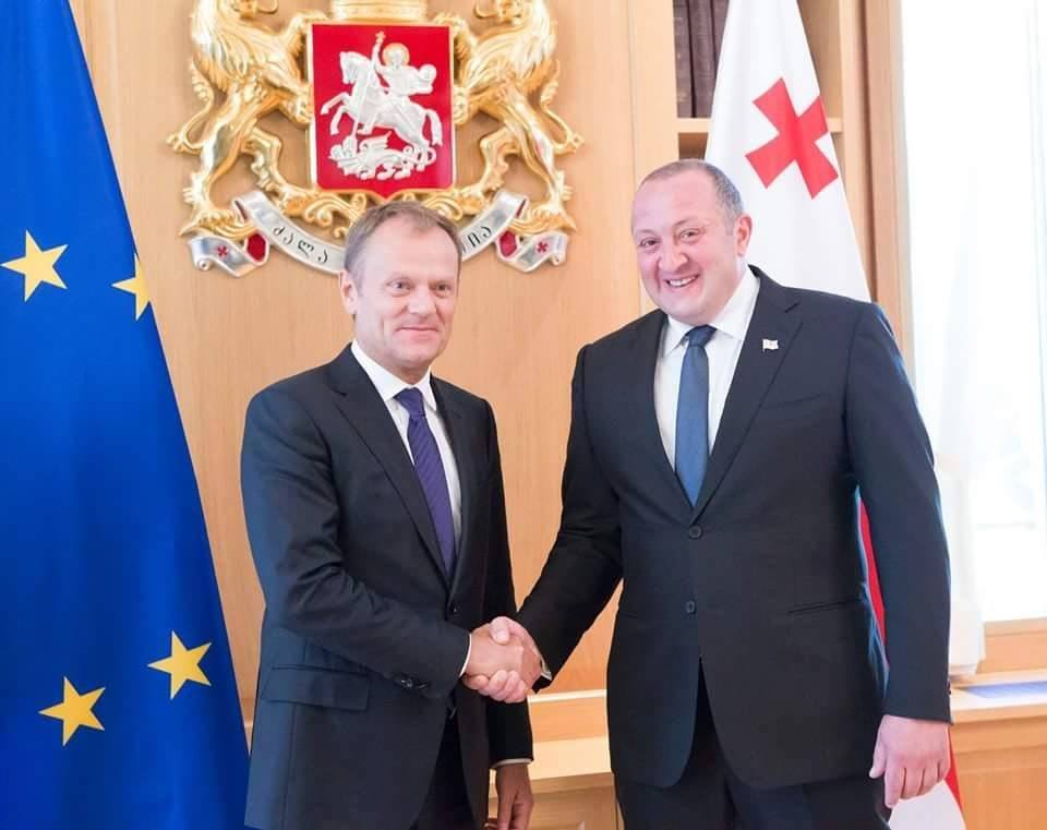საქართველოსა და ევროპული  საბჭოს პრეზიდენტები გაფართოებულ ფორმატში შეხვდნენ  