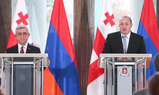 საქართველოს და სომხეთის პრეზიდენტებმა მედიისათვის ერთობლივი განცხადებები გააკეთეს