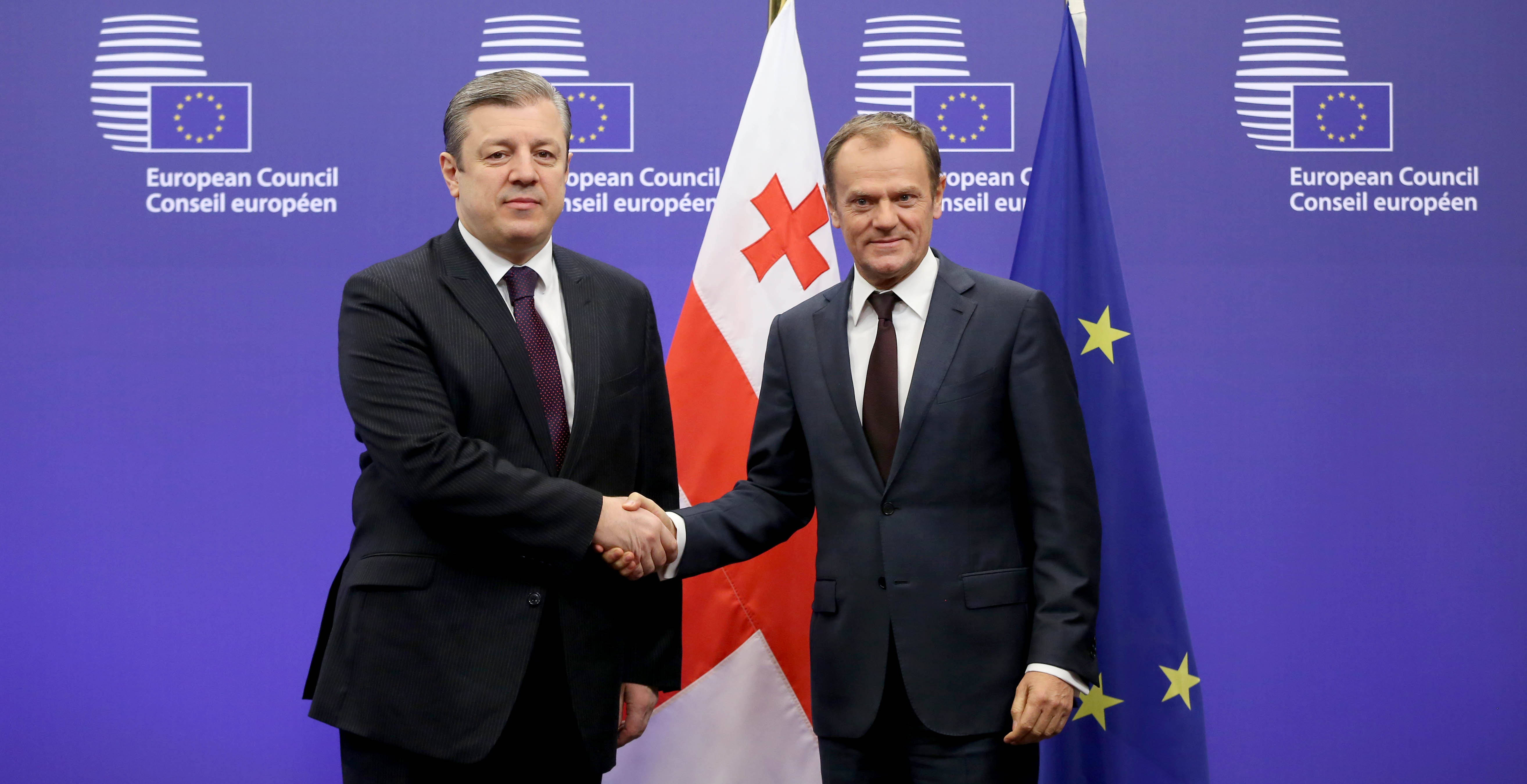 გიორგი კვირიკაშვილის ვიზიტი ბრიუსელში დონალდ ტუსკთან შეხვედრით დაიწყო