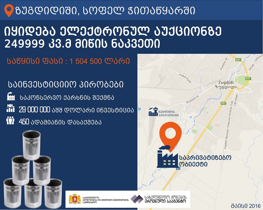 ზუგდიდში საკონსერვო ქარხნის მშენებლობა იგეგმება