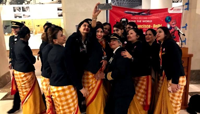 „Air India“-მ დელი-სან-ფრანცისკო-დელის რეისი მთლიანად ქალებისაგან დაკომპლექტებული შემადგენლობით უზრუნველყო