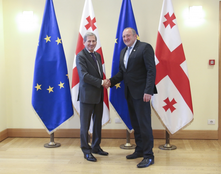 გიორგი მარგველაშვილი ევროკომისარ იოჰანეს ჰანს შეხვდა
