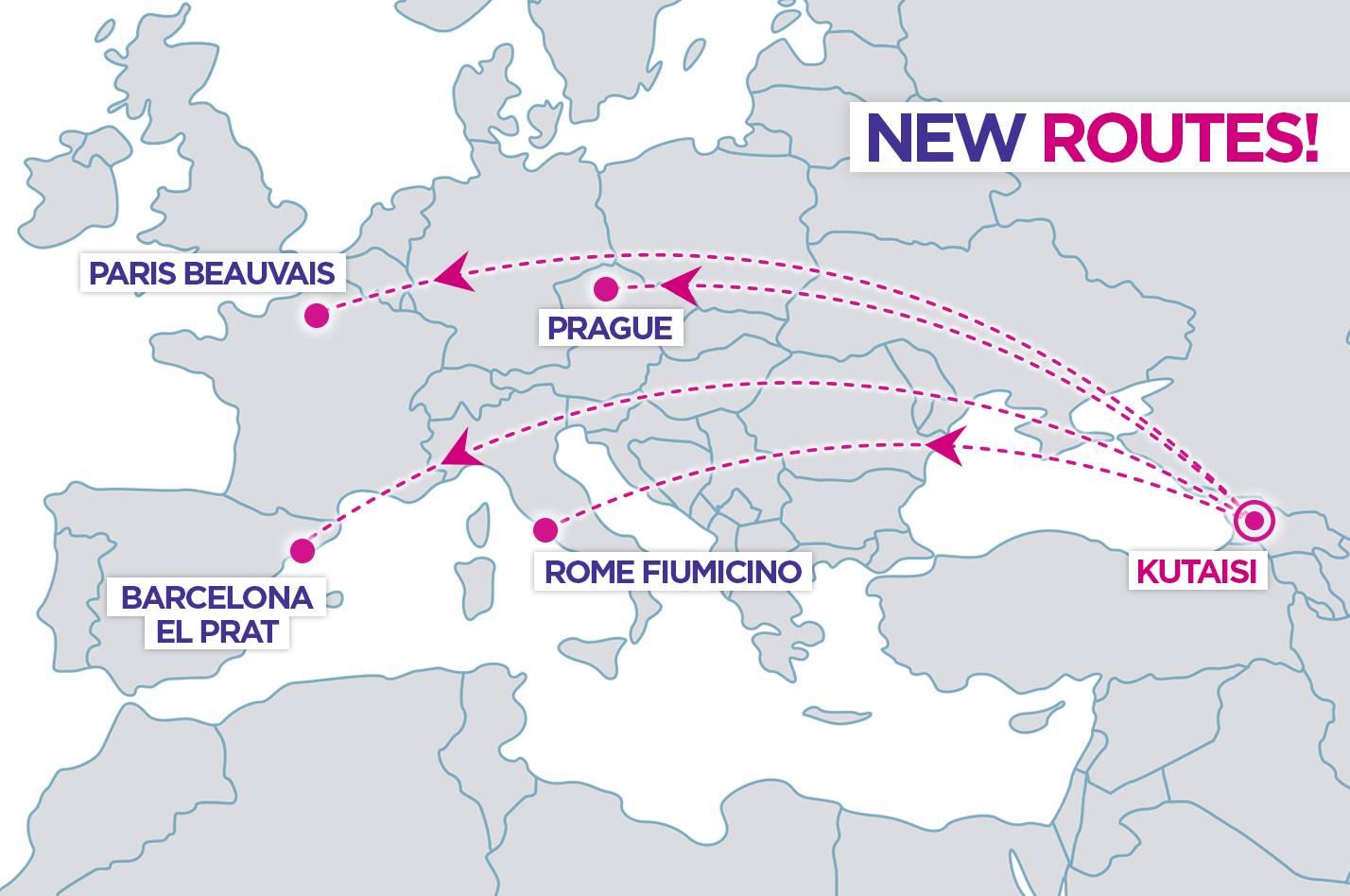 Wizz Air-ი ქუთაისიდან ბარსელონას, პრაღის, რომისა და პარიზის მიმართულებით იფრენს  