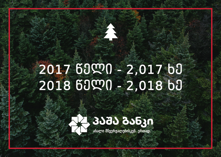 პაშა ბანკმა კამპანია “აღადგინეს“ ფარგლებში 2018 ძირი ხის დარგვა დააფინანსა 