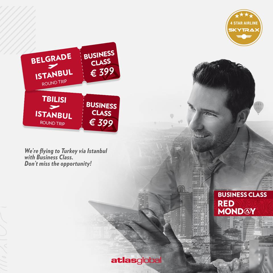 Atlasglobal-ი თბილისი-სტამბოლის ბიზნესკლასის ავიაბილეთებზე აქციას აცხადებს