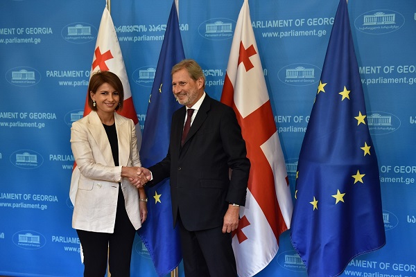 თამარ ჩუგოშვილი ევროკომისარ იოჰანეს ჰანს შეხვდა