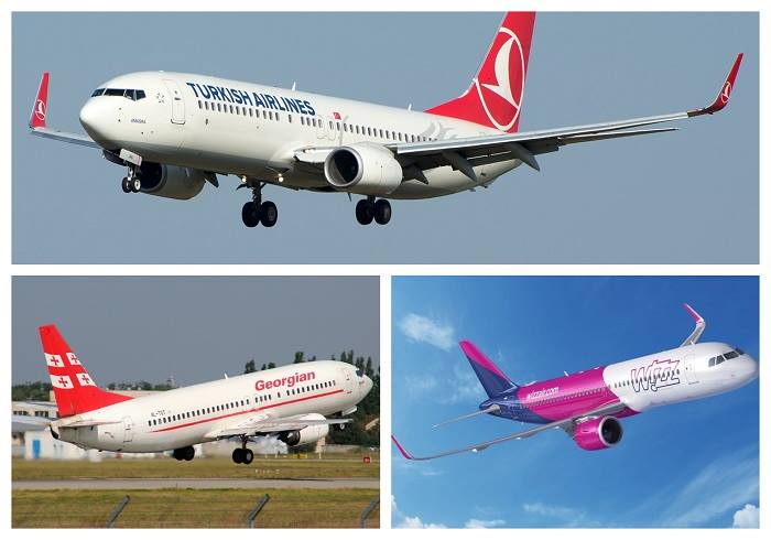 საქარველოს ავიაბაზრის TOP-3 კომპანია: Turkish Airlines-ი Georgian Airways-ი და Wizz Air-ი 