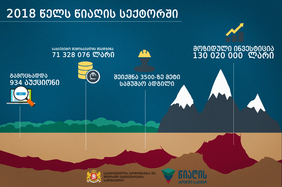 2018 წელს წიაღის ეროვნულმა სააგენტომ სასარგებლო წიაღისეულის მოპოვების მიზნით 934  აუქციონი გამოაცხადა