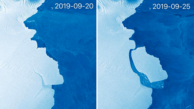 ანტარქტიკას, 315 მილიარდი ტონა აისბერგი, ფინეთის ერთ-ერთი კუნძულის ზომის ყინული მოსწყდა | ვიდეო