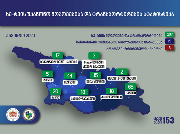 აგვისტოში უკანონო ტყითსარგებლობის 207 ფაქტი გამოვლინდა