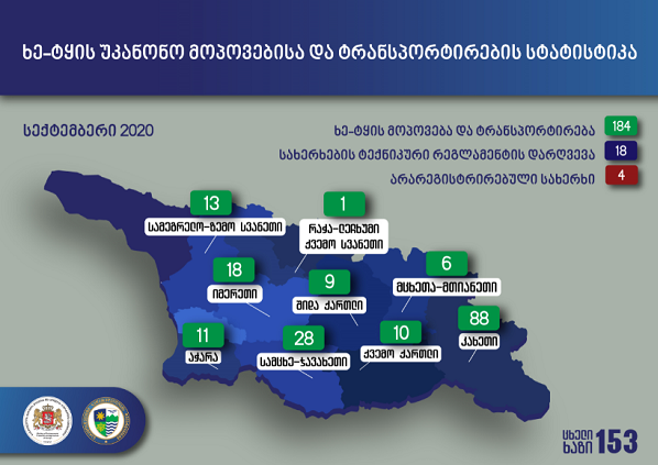 სექტემბერში უკანონო ტყითსარგებლობის 184 ფაქტი გამოვლინდა