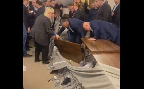 ოპოზიციის პროტესტს კომიტეტის სხდომაზე ფიზიკური დაპირისპირება მოჰყვა