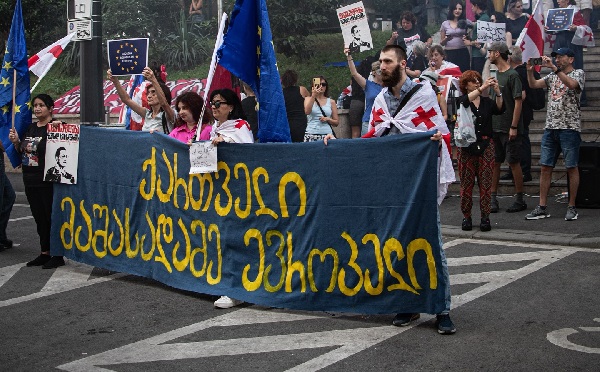 პარლამენტის უკანა შესასვლელთან საპროტესტო აქცია მიმდინარეობს