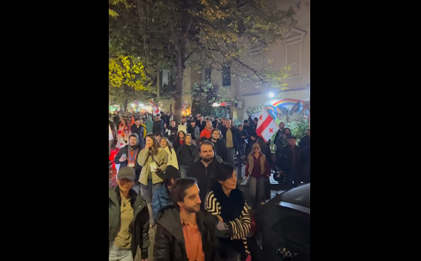 აქციის მონაწილეები მსვლელობას მართავენ