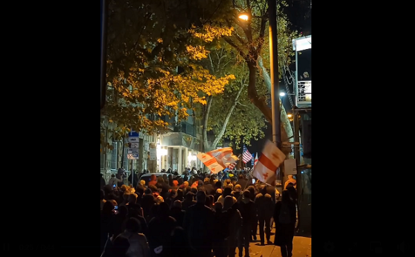 აქციის მონაწილეები მსვლელობას მართავენ