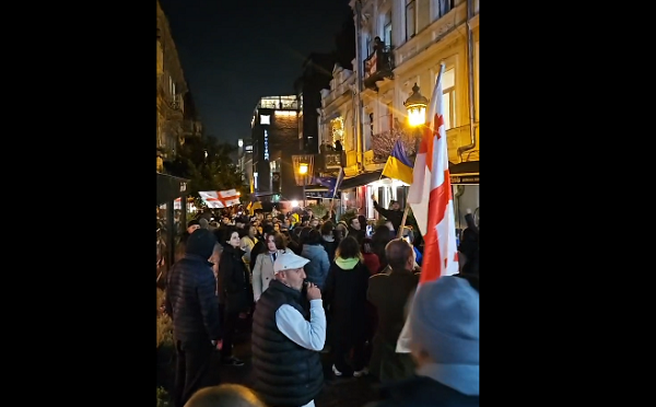 აქციის მონაწილეებმა პარლამენტიდან ტაბიძის ქუჩისკენ მსვლელობა გამართეს