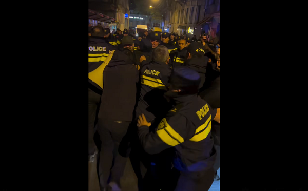 პოლიციამ საპროტესტო აქციის რამდენიმე მონაწილე დააკავა