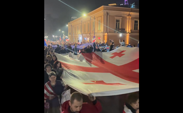 აქციის მონაწილეები მსვლელობას მართავენ