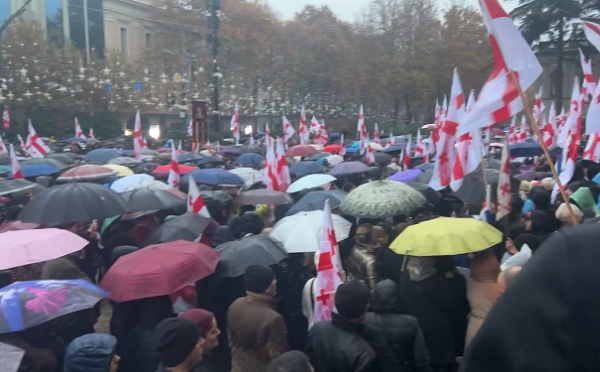 პარლამენტთან Eagle Hills-ის პროექტის წინააღმდეგ საპროტესტო აქცია იმართება