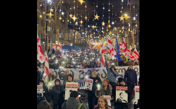 აქციის მონაწილეები მსვლელობით პარლამენტთან მივიდნენ