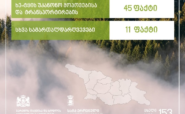 ეროვნული სატყეო სააგენტოს თანამშრომლებმა, მიმდინარე წლის მაისის თვეში, სამართალდარღვევის 56 ფაქტი გამოავლინეს