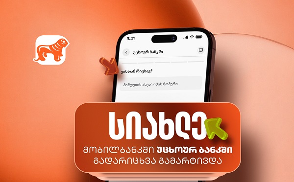 საქართველოს ბანკის მობილბანკიდან უცხოურ ბანკში გადარიცხვების ფუნქციონალი სრულად განახლდა